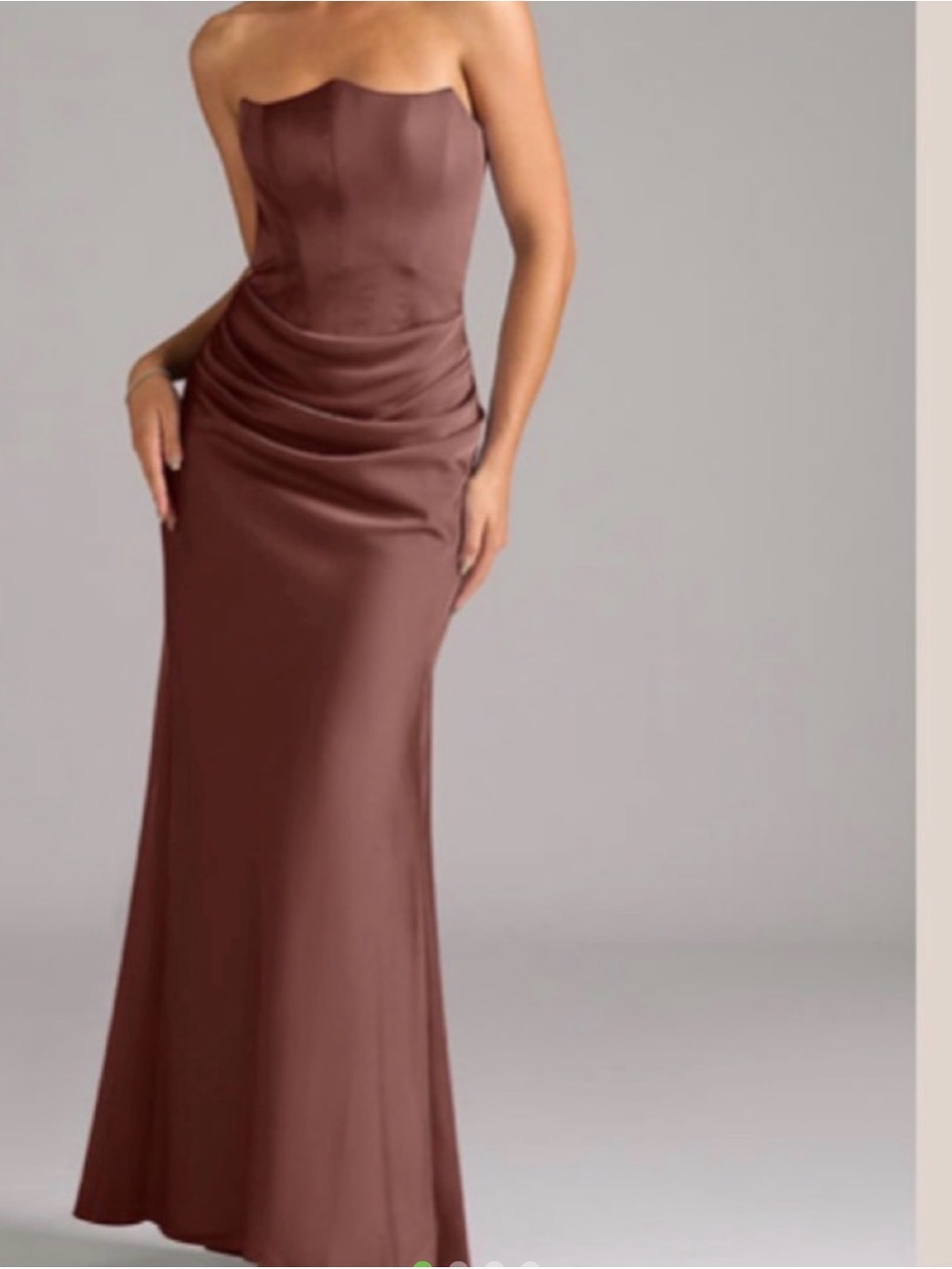 Azazie Strapless Satin Gown in Brown